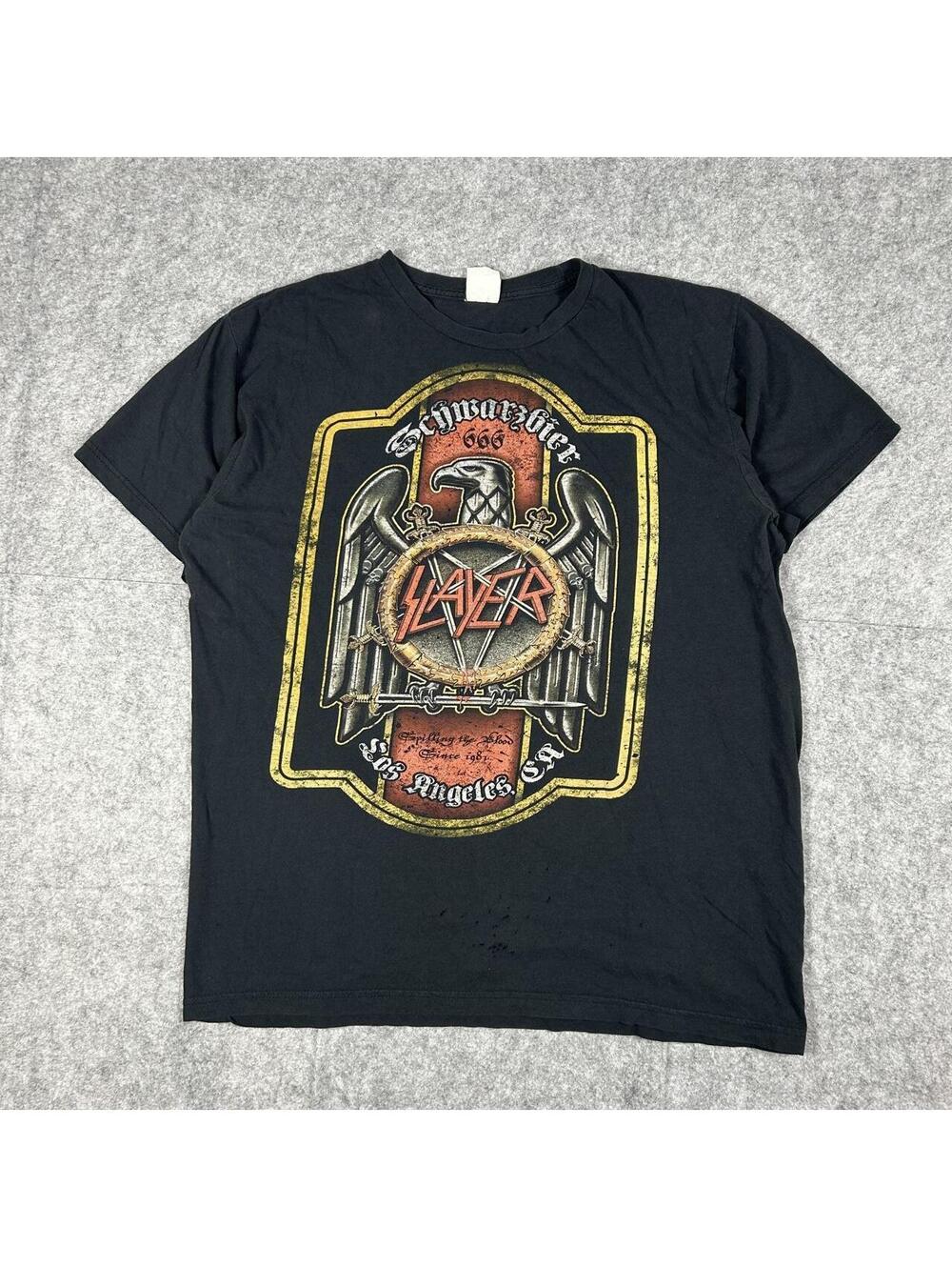 Vintage Slayer Shwarz bier Black Beer Y2K Punk Rock Metal Band T Shirt Size XL